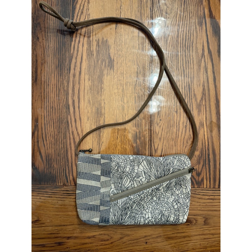 Maruca Crossbody‎ Bag Womens Small Grey Tan Jacquard Woven Mini Handmade USA